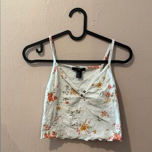 Vintage Forever 21 Floral Camisole Top - White and Orange
